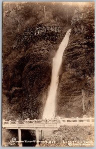 Columbia River Highway Oregon 1940s RPPC Real Photo Postcard Horsetail Falls