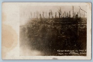 Pont-à-Mousson Postcard Forest Destroyed By Shell c1910 WW1 RPPC Photo