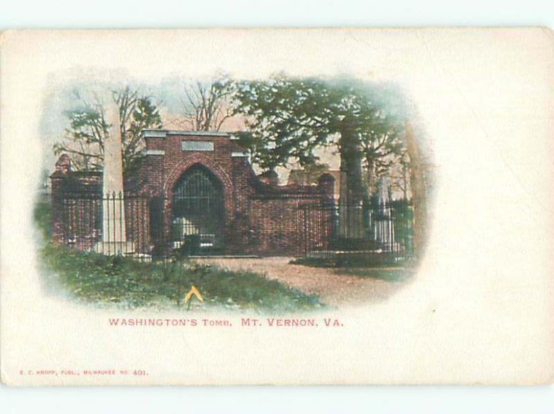 Unused Pre-1907 GEORGE WASHINGTON TOMB Mount Vernon Virginia VA n5368