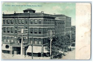 1908 Elk's Theater Club Rooms Exterior Building Parsons Kansas Vintage Postcard