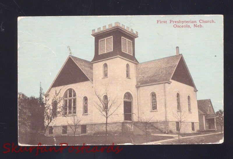 OSCEOLA NEBRASKA FIRST PRESBYTERIAN CHURCH STROMSBURG NEBR. OLD POSTCARD