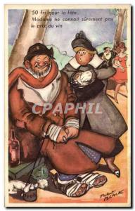 Humor - Illustration - 50 francs for the party - Old Postcard Robert Black