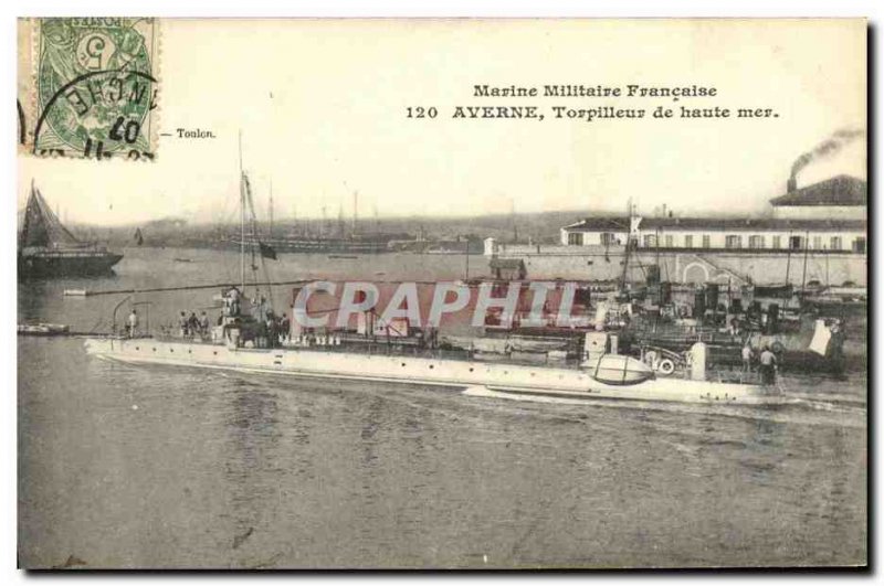 Old Postcard Boat War Marine Militaire Francaise Averno ocean Torpilleur