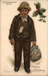 Christmas Child Boy Holly Ernest Nister L J Kipper c1900s-20s Postcard