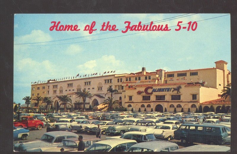 TIJUANA B.C. MEXICO CALIENTE RACE TRACK 1950s CARS VINTAGE POSTCARD