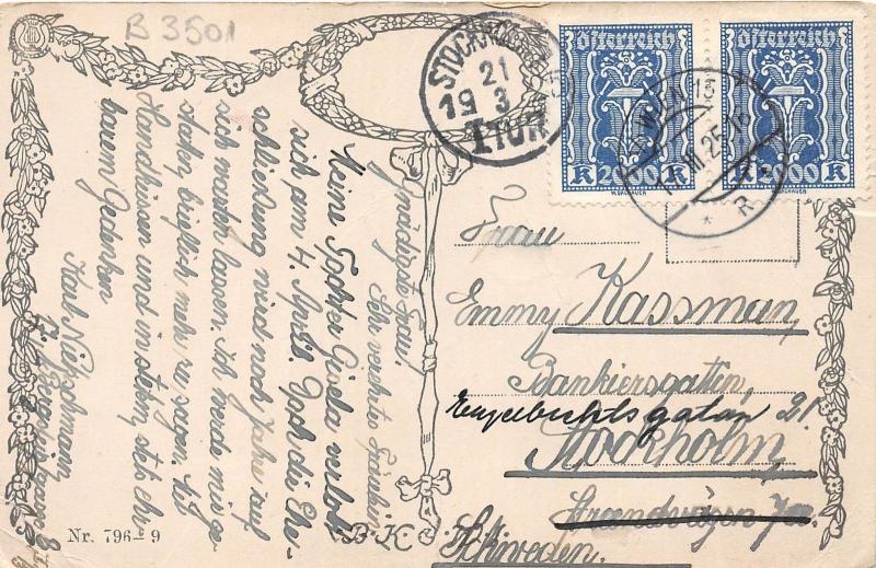 B3501 Austria Wien Praterstern Old tram tramway 1925  front/back scan