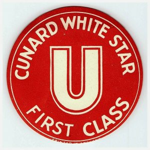 1940s Cunard White Star First Class Luggage Label Vintage Sticker Stamp Poster 