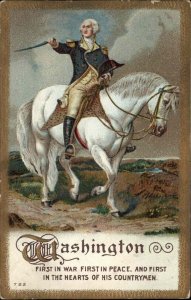 George Washington Patriotic General Horse Sword Embossed c1910s Postcard