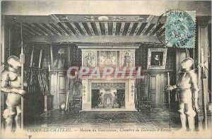 Old Postcard Coucy Le Chateau House of the Governor of Estres Gallery Room