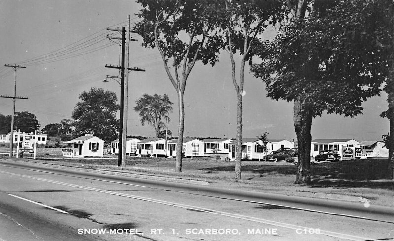 Scarboro ME Snow-Motel On U.S. Route 1 C-106 Real Photo Postcard