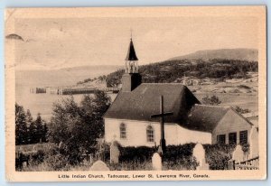 Tadoussac Quebec Canada Postcard View of Little Indian Church 1936 Vintage