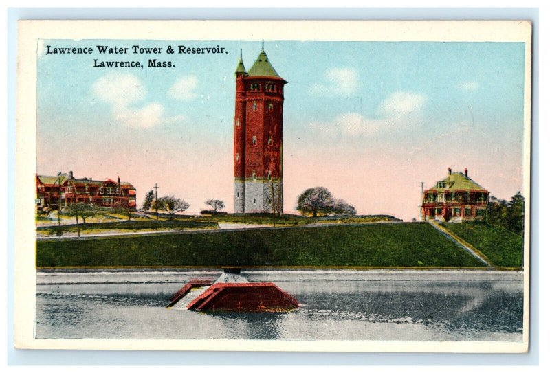 Water Tower & Reservoir Lawrence MA Massachusetts Postcard (CA2)