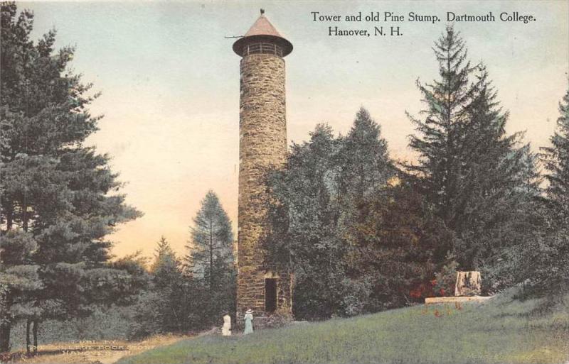 25478 NH, Hanover, Tower and old Pine Stump, Dartmouth College