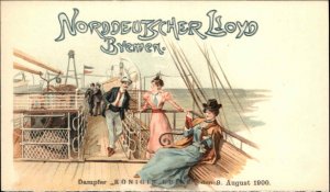 Norddeutscher Lloyd Bremen Steamship Ship Menu-Top Konigin Luise 1900 PC