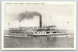 Boston to Plymouth MA~Excursion Steamer South Shore~Passengers on Deck~1922 B&W 