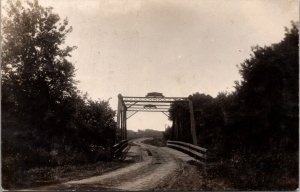 Real Photo PC Street Scene and Bridge Linking Mayville to Portland North Dakota