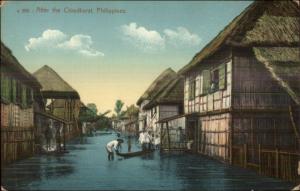 Philippines After the Cloudburst Thatch Homes Flood c1910 Postcard