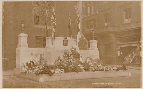 Norwich War Memorial Norfolk RPC Real Photo Military Postcard