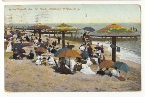 P3314 JL 1908 postcard 7t ave & beach people etc aubury park new jersey