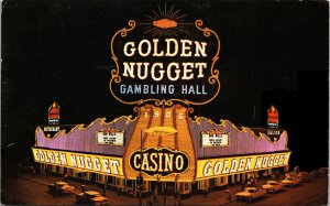 Golden Nugget Front View Night Bob Wills Sign Las Vegas Wob Note Pm Postcard 