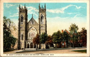 Massillon Ohio St Marys Catholic Church & Rectory Vintage Postcard 