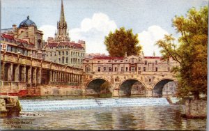 England Pulteney Bridge Bath Vintage Postcard C002