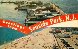 Coast Guard Tower 1950s View Yacht Club Seaside Park New Jersey Postcard 11581