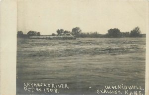 1908 Syracuse Kansas Arkansas River Bridges RPPC Postcard 26-712