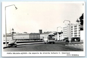 RPPC PONTA DELGADA, Azores ~ Street Scene AVENIDA INFANTE D. HENRIQUE Postcard