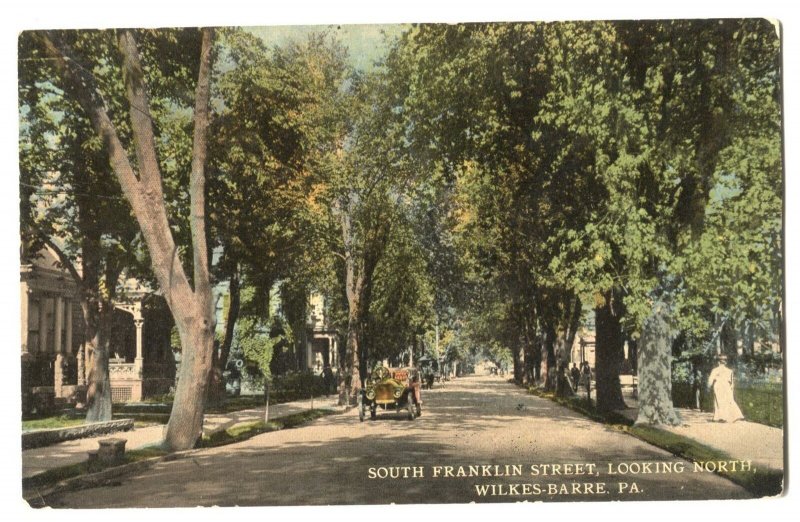 Postcard South Franklin St Looking North Wilkes Barre PA 1914