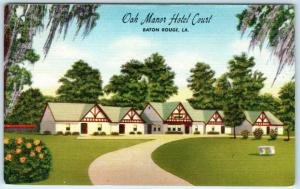 BATON ROUGE, Louisiana LA   Roadside  OAK MANOR HOTEL COURT 1940s Linen Postcard