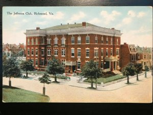 Vintage Postcard 1910 The Jefferson Club Richmond Virginia