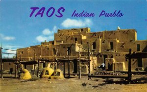 TAOS INDIAN PUEBLO New Mexico Native Americana c1950s Vintage Postcard