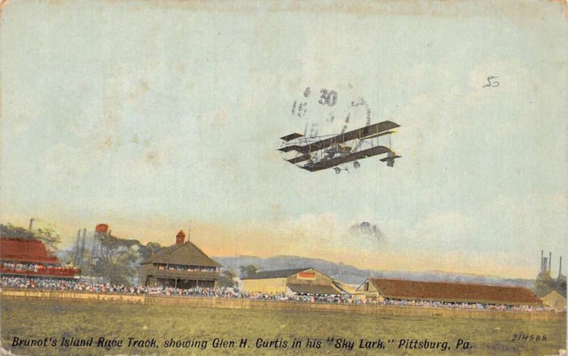 Pittsburg Pennsylvania Race Track Glen Curits Sky Lark Airplane PC AA75363