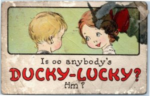 postcard 1919 - Is oo anybody's Ducky-Lucky? Hm?