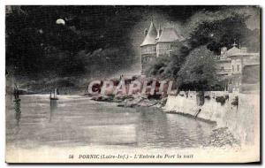 Old Postcard The Port of Pornic Entree Night