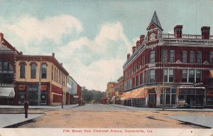 CONNERSVILLE INDIANA~FIFTH STREET FROM CINCINNATI AVE-STOREFRONTS~1910s POSTCARD