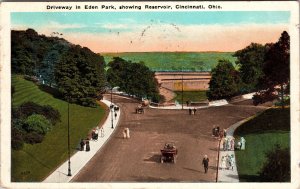 Driveway in Eden Park showing Reservoir Cincinnati OH Postcard PC111