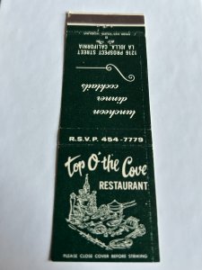 Vintage Matchbook Cover Top O the Cove Restaurant La Jolla, California MB183