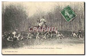 Old Postcard Hunting hounds was in the forest of Dreux L & # 39attaque Dogs Dog