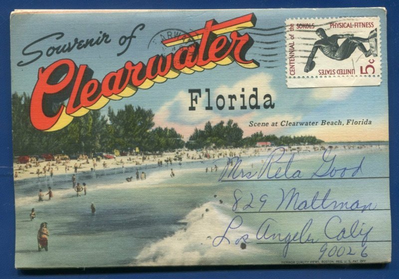 Clearwater Florida fl Memorial Causeway Beach Air view postcard folder