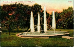 Vtg Postcard 1910s Marshalltown Iowa IA Fountain at Cemetary UNP