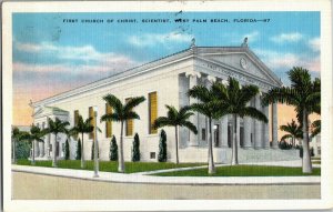 First Church of Christ Scientist West Palm Beach FL c1937 Vintage Postcard B44