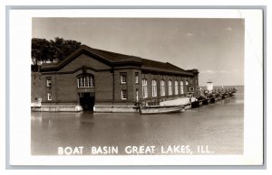 Postcard IL Boat Basin Great Lakes ILL Illinois RPPC