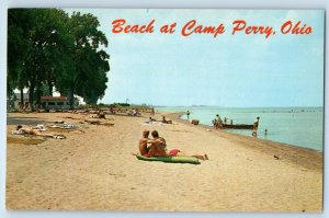 c1960 Camp Perry Ohio OH Vintage Postcard Sandy Bathing Beach Lake Erie Sands