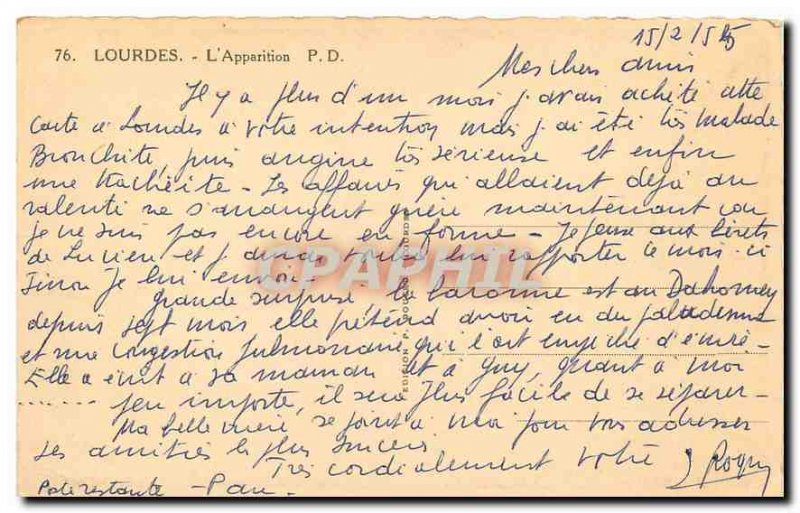 Old Postcard Lourdes Apparition