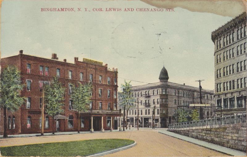 Binghampton New York - The Corner of Lewis and Chenango-1910