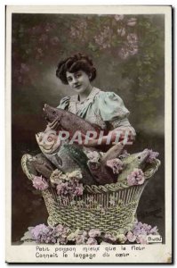 Old Postcard Fantasy Poisson April 1st Woman