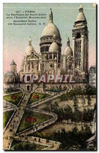 Paris Old Postcard The Basilica of Sacre Coeur with & # monumental 39escalier