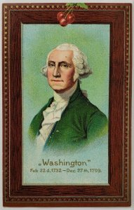 George Washington Portrait Faux Frame Embossed 1909 Postcard T4